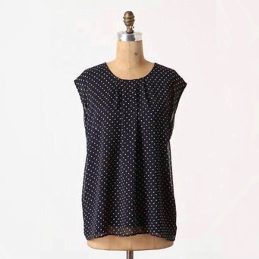 ANTHROPOLOGIE O by Organic XS Blue Polka Dot Tunic